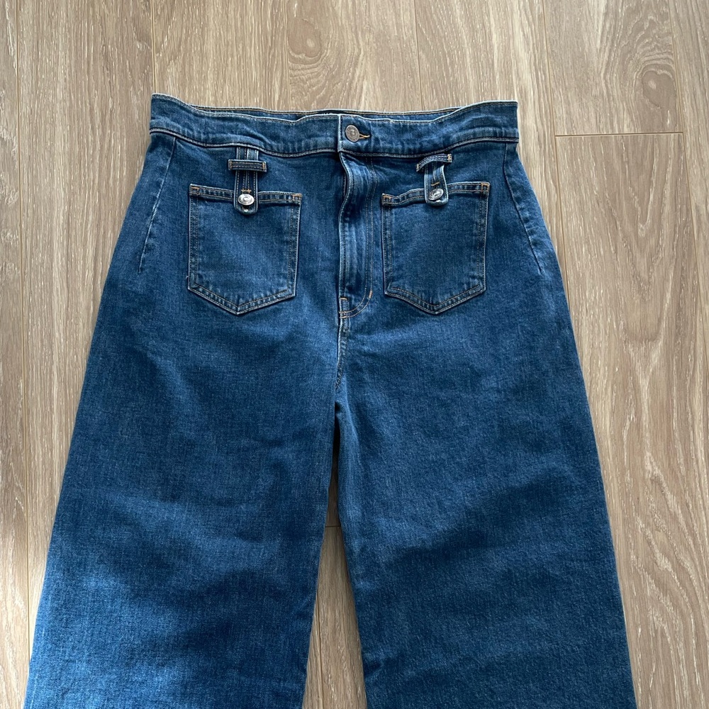 Veronica Beard Grant Wide Leg Denim Extra High Rise in Lakewood Blue Sz 31 EUC - Picture 6 of 16